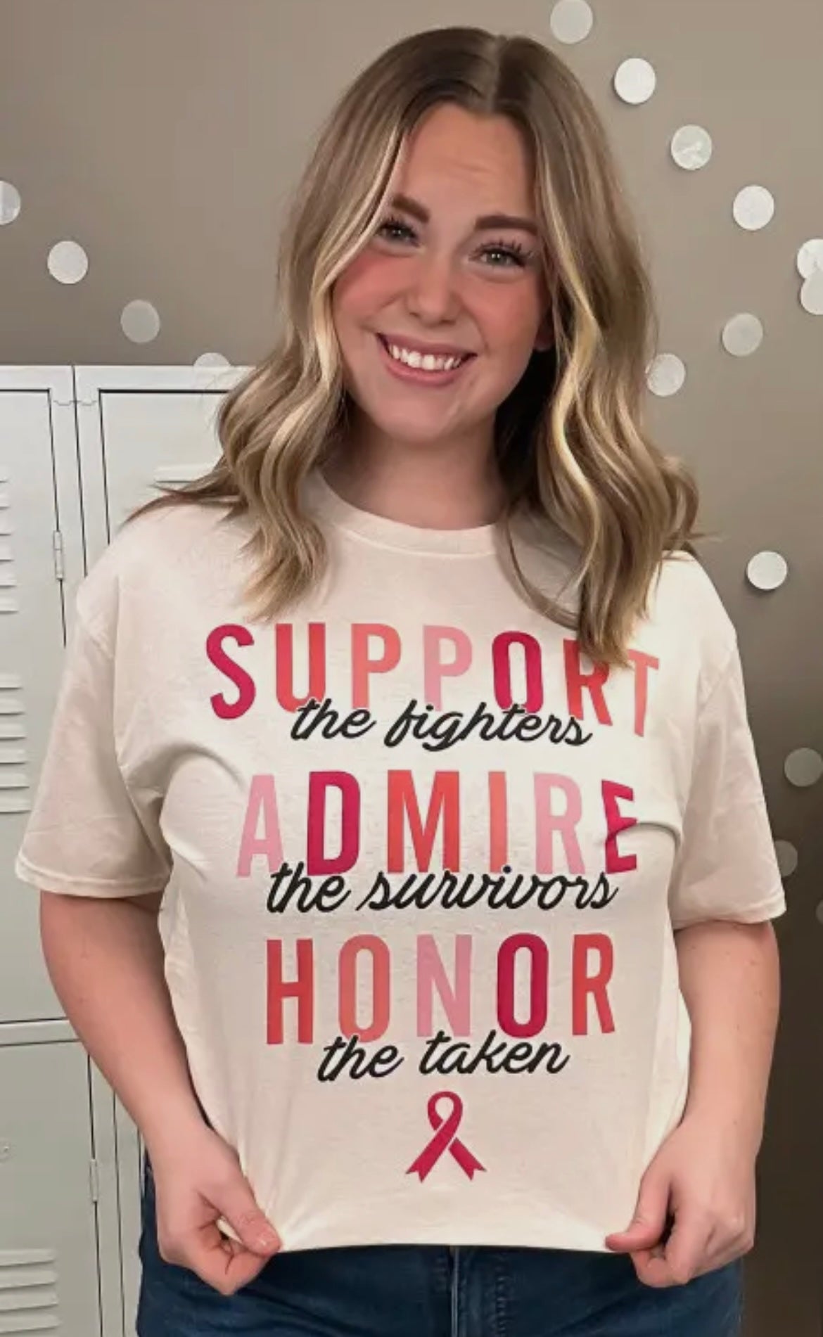 SUPPORT ADMIRE HONOR BREAST CANCER AWARENESS TSHIRT