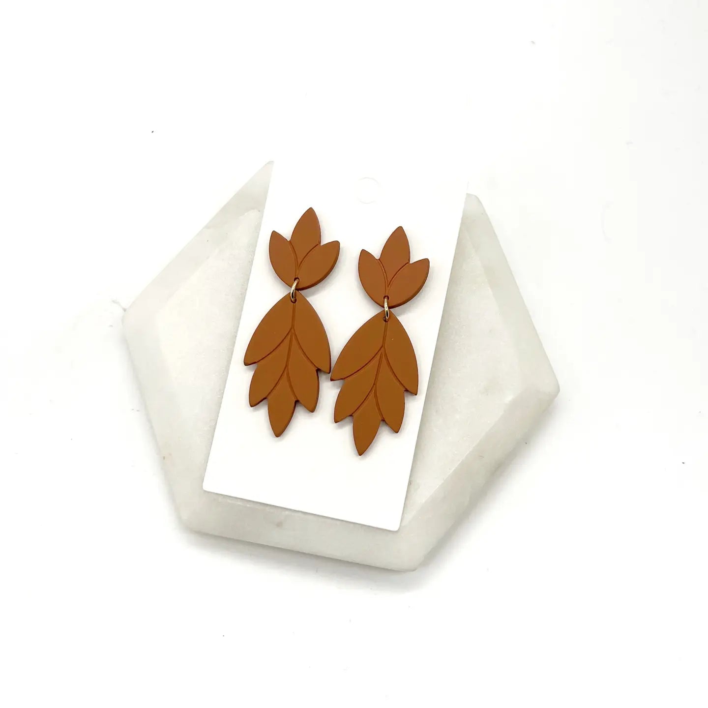 FLORAL RUST ACRYLIC STATEMENT HANDMADE BBB EARRINGS