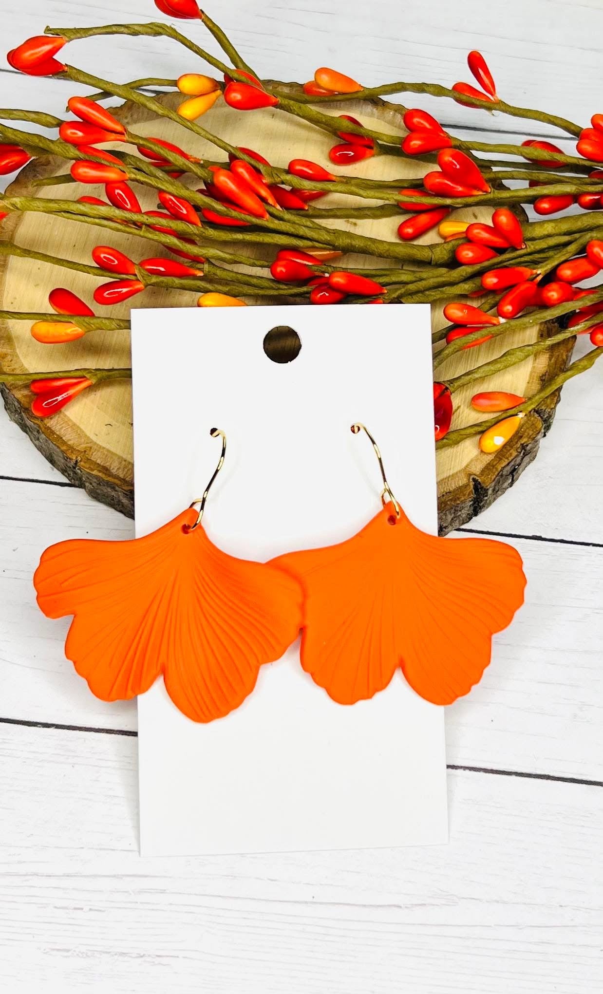 GINKGO LEAVES SOLID COLORS HANDMADE EARRINGS BY B.O.D