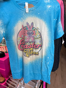 Easter Vibes Aqua Bleached Tee- SALE