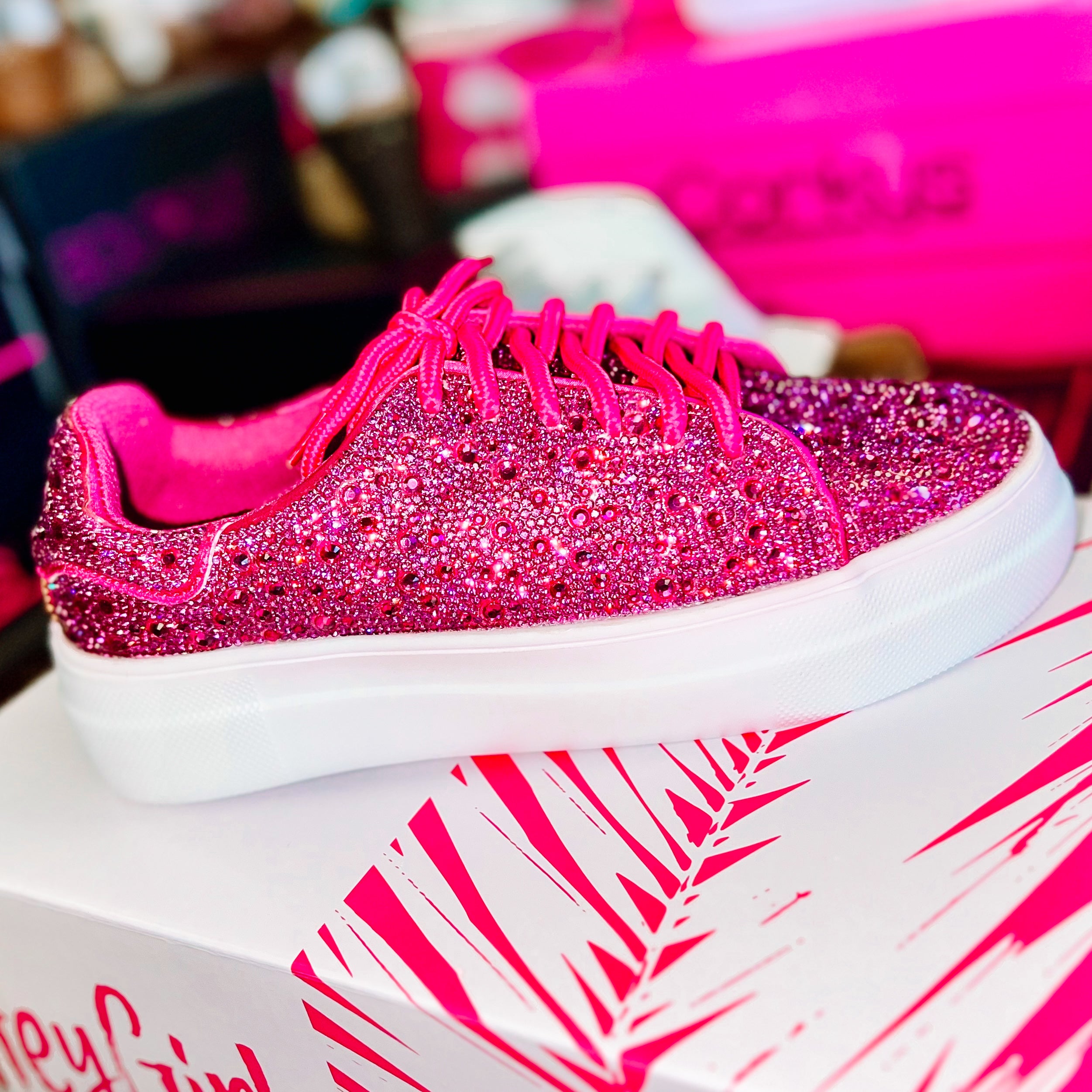 BEDAZZLE FUCHSIA RHINESTONES CORKYS SNEAKERS