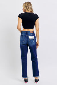 HIGH WAIST RIGID MAGIC HEAVY DESTROYED STRAIGHT DARKWASH JUDY BLUE DENIM