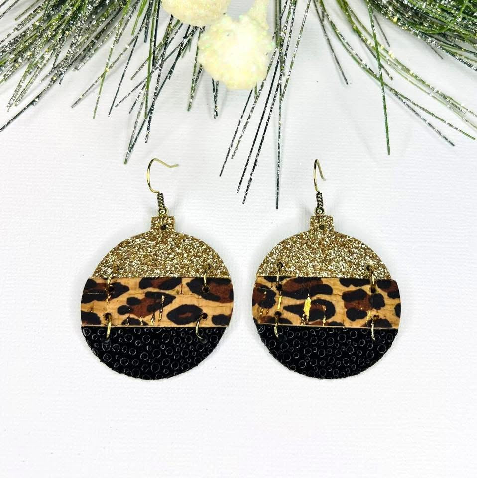 CHRISTMAS ORNAMENTS TRIPLE LAYERED HANDMADE EARRINGS BY B.O.D