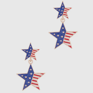 American Flag Star Enamel Earrings