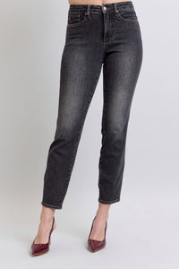 BLACK VINTAGE WASH MID RISE TUMMY CONTROL SLIM FIT JUDY BLUE DENIM
