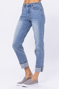 HIGH WAIST VINTAGE WASH MEDIUM WASH BOYFRIEND JUDY BLUE DENIM-PLUS