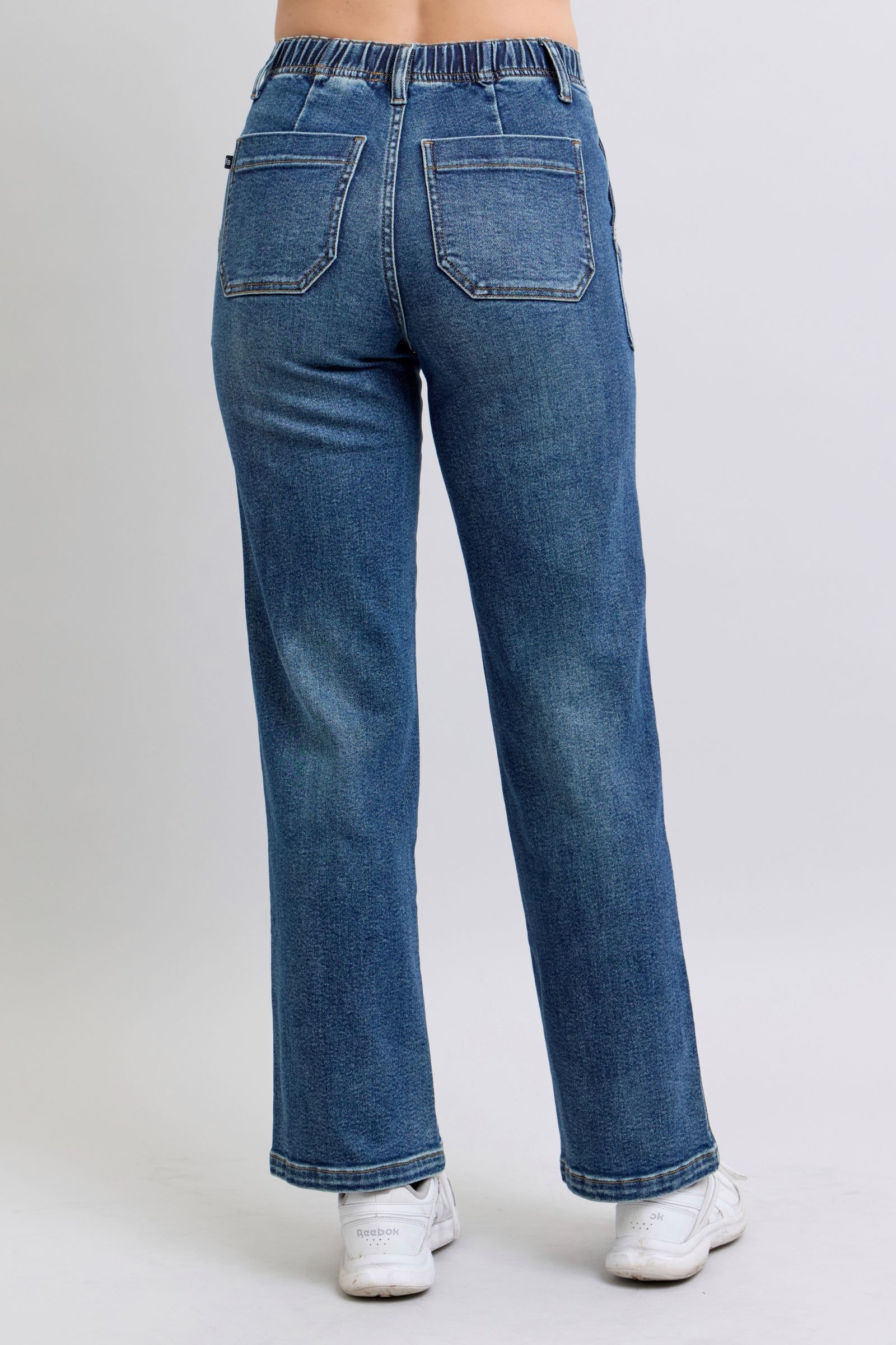 JOGGER STYLE DRAWSTRING WIDE LEG MEDIUM WASH HIGH WAIST JUDY BLUE DENIM