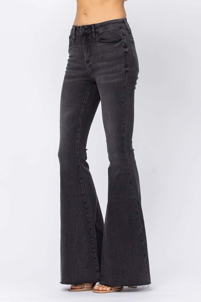 JUDY BLUE SUPER FLARE 35" INSEAM HIGH RISE BLACK DENIM- SIZES 5 & 9 left.