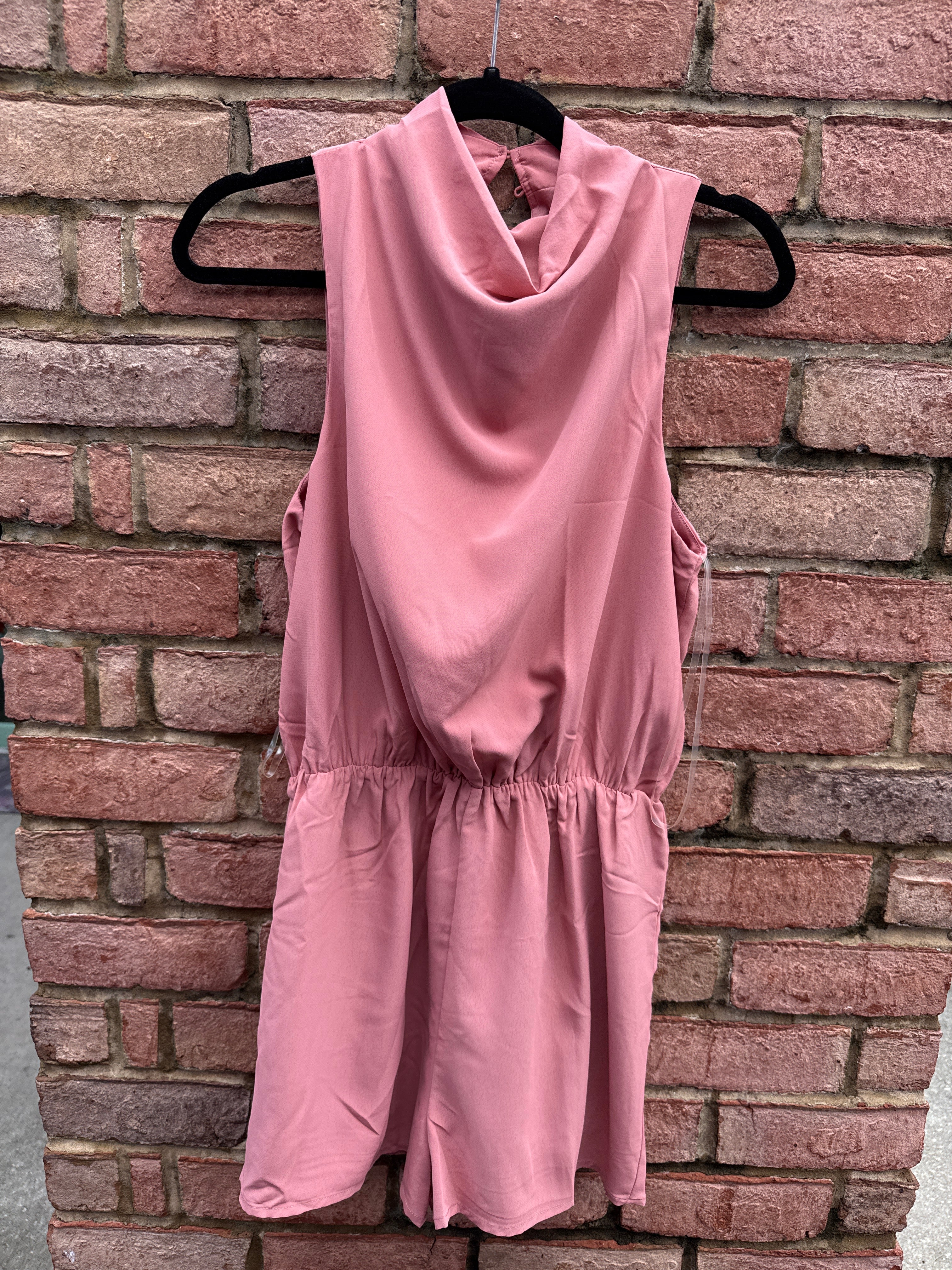 Blush Draped Neck Romper
