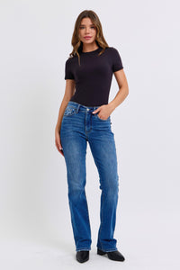 MID RISE THERMAL BOOTCUT DARKWASH JUDY BLUE DENIM