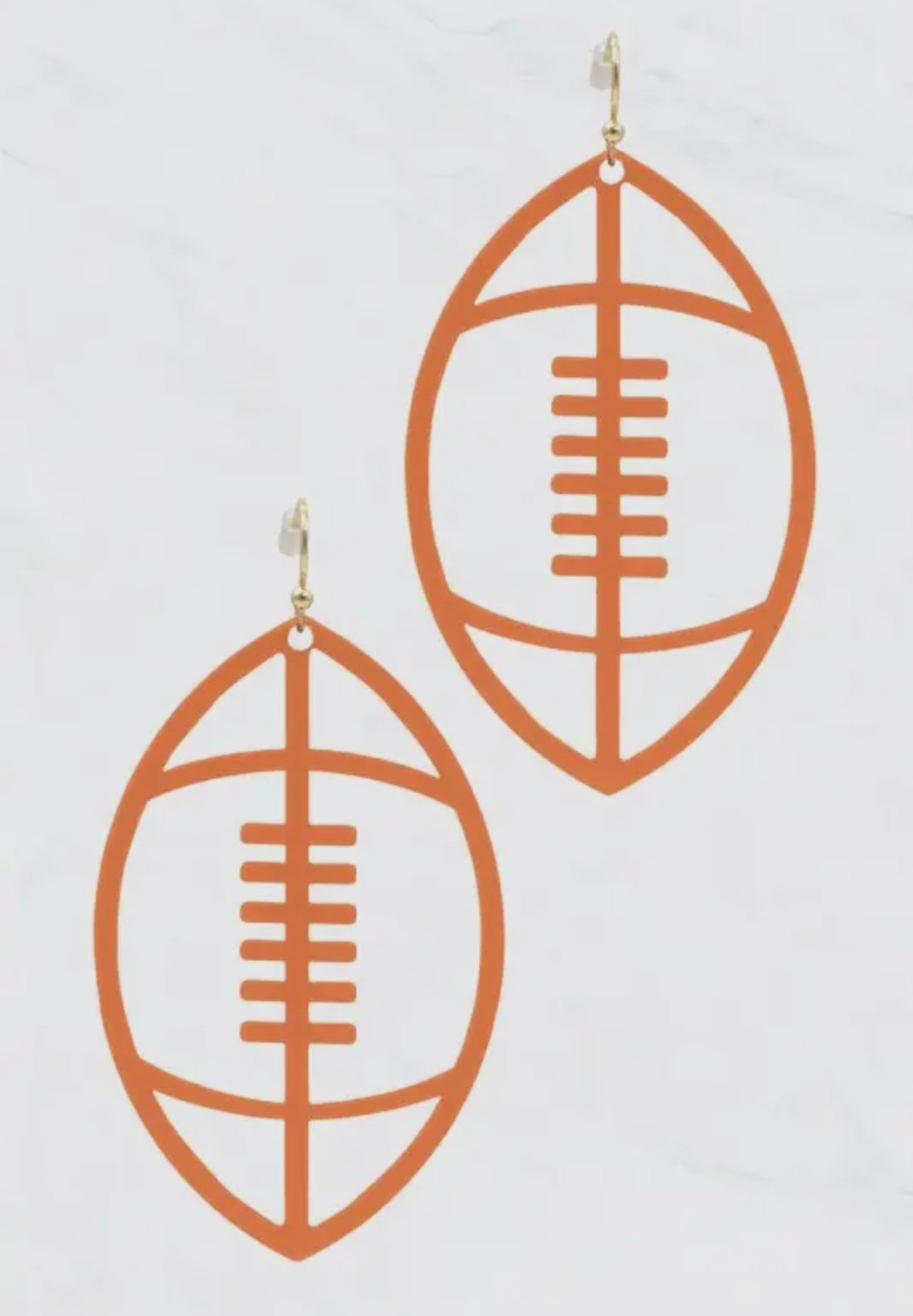 COLORED FILIGREE THIN FOOTBALL CUTOUT EARRINGS