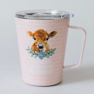 BLESSED & COW OBSESSED STAINLESS STEEL COFFEE MUG TUMBLER