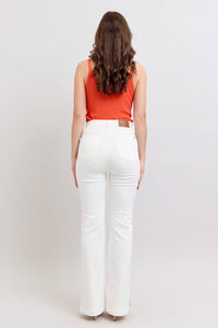 WHITE HIGH WAIST SIDE SLIT SLIM BOOT CUT JUDY BLUE DENIM-PLUS