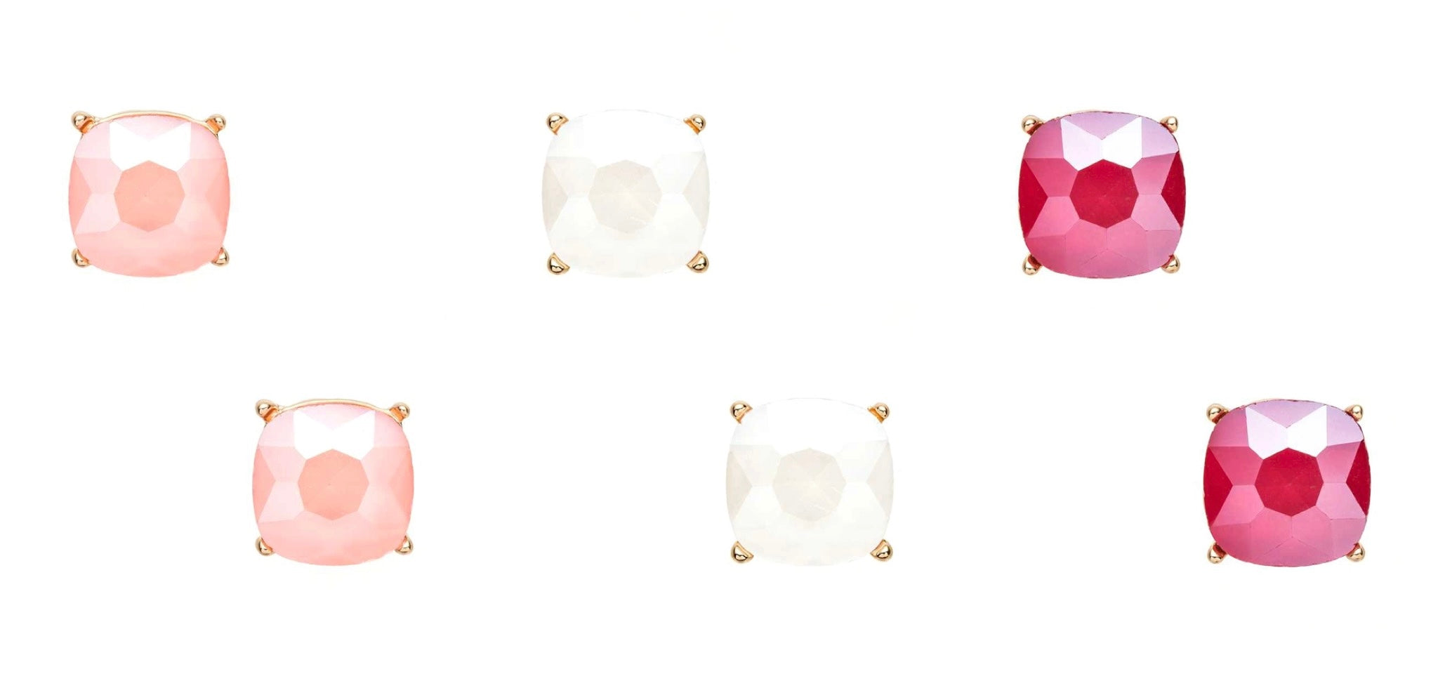 GEMSTONE FROSTED PASTEL COLORED STUD EARRINGS