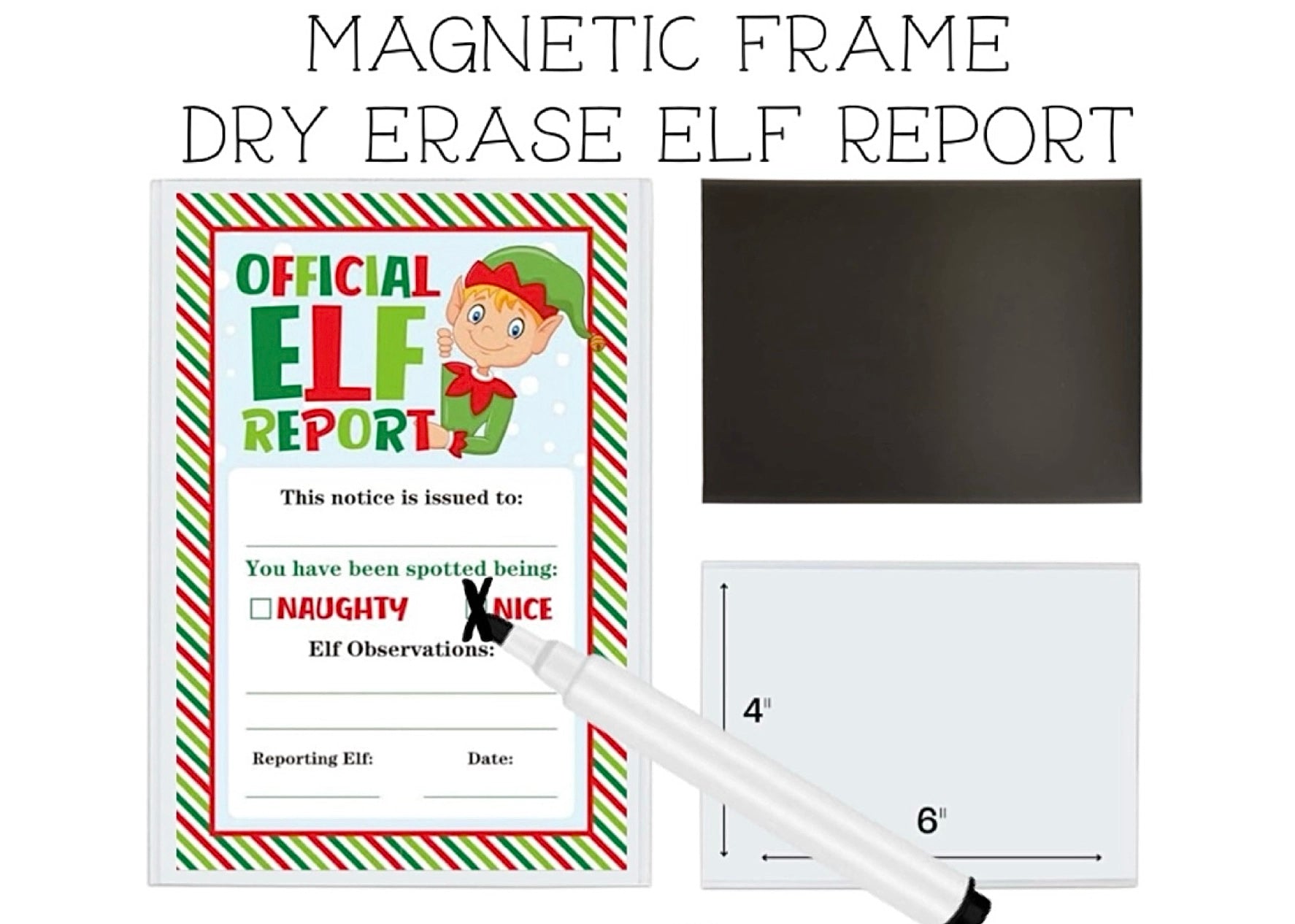 MAGENTIC OFFICIAL ELF REPORT DRY ERASE BEHAVIOR TRACKING BOARD WITH MARKER