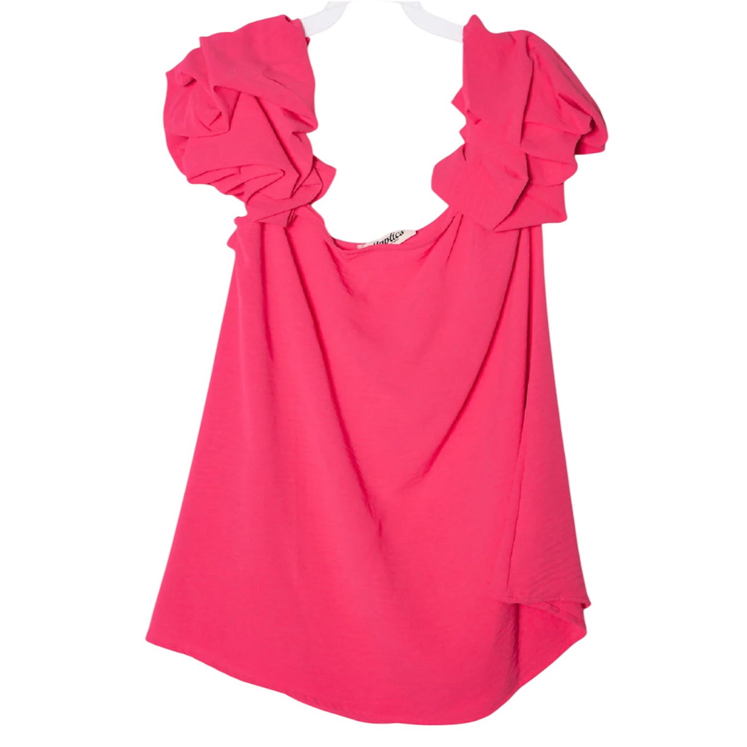 FUCHSIA SOLID COLOR SCRUNCH SLEEVE TANK TOP- SALE