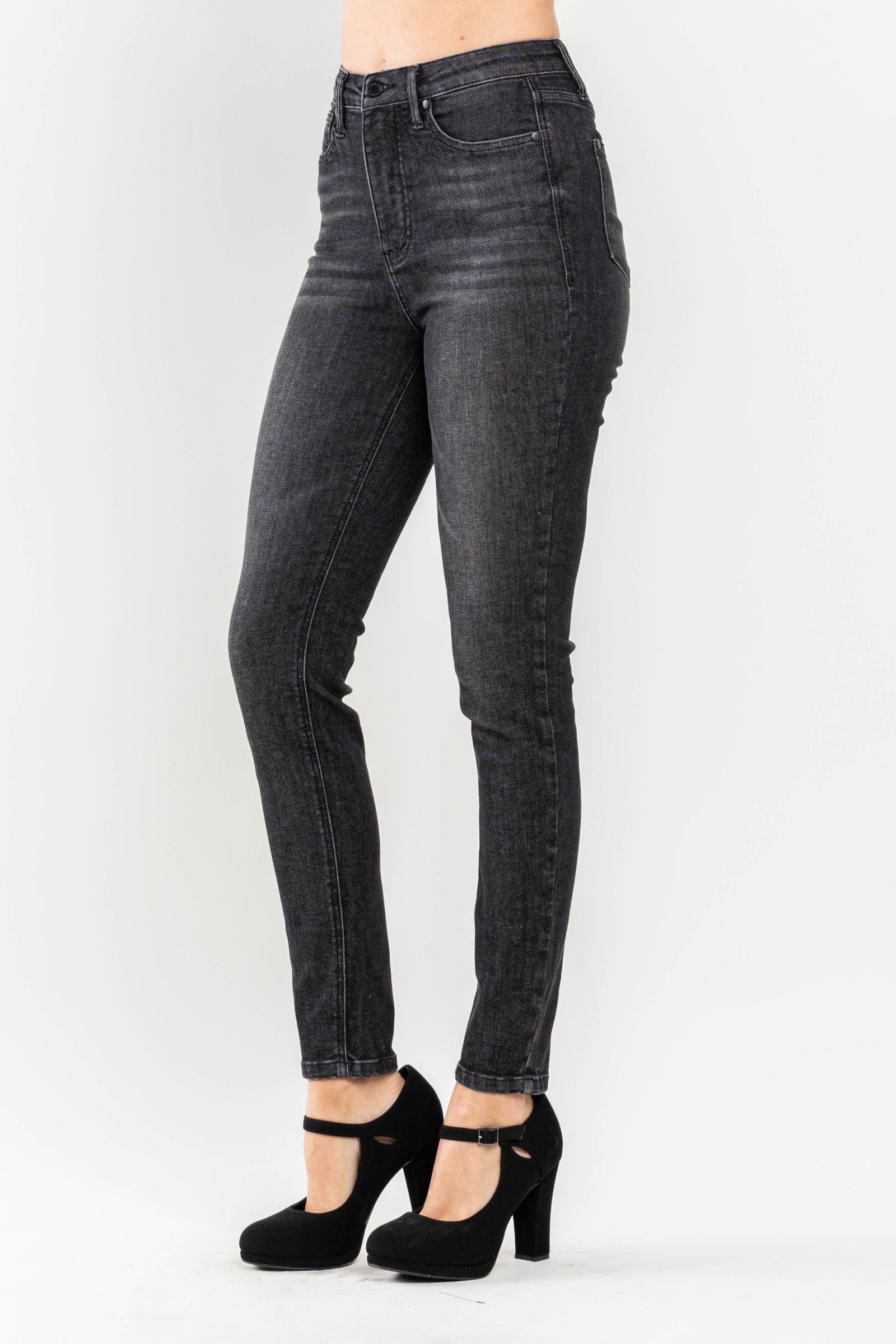 High Waist Tummy Control Black Wash Skinny Denim Judy Blue