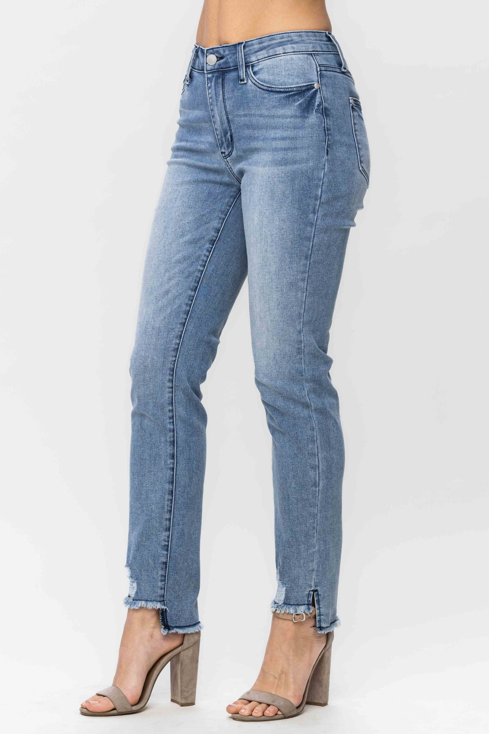 MEDIUM WASH MID RISE COOL DENIM SUSTAINABLE RELAXED JUDY BLUE DENIM-PLUS