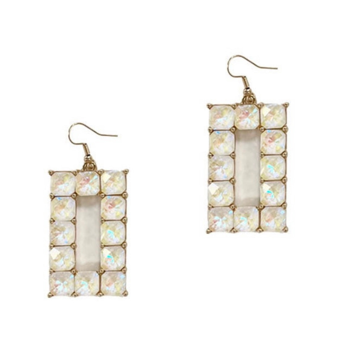 White Square Stone Earrings