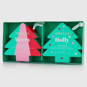 HAPPY HOLIDAYS CHRISTMAS TREE GIFT SET SPONGELLE BUFFER SOAPS