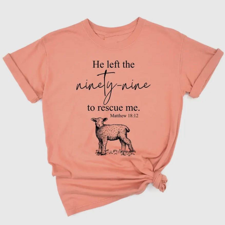 CORAL HE LEFT THE 99 EASTER SOFT STYLE TULTEX TEE- SALE- 2X AVAILABLE