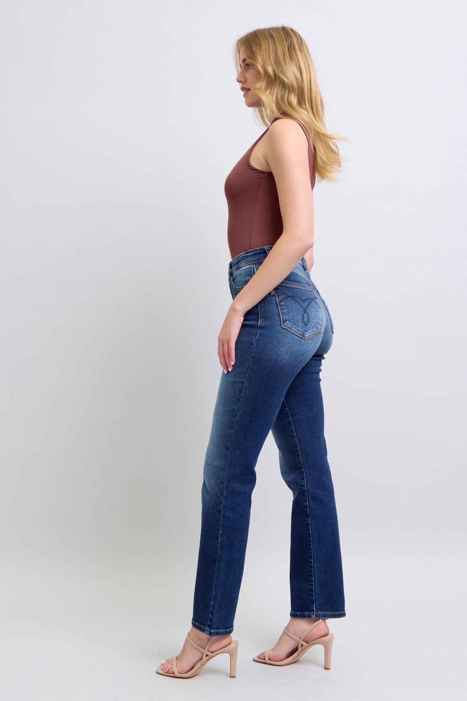 DARKWASH VINTAGE WASH THERMAL STRAIGHT LEG JUDY BLUE DENIM