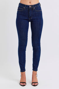 MID RISE TUMMY CONTROL CLASSIC SKINNY DARK WASH JUDY BLUE DENIM-PLUS