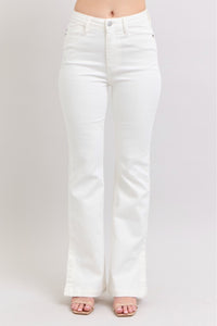 WHITE HIGH WAIST SIDE SLIT SLIM BOOT CUT JUDY BLUE DENIM-PLUS