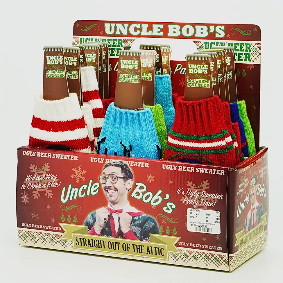 UNCLE BOB'S UGLY SWEATER BEER BOTTLE SWEATERS - GAG GIFT