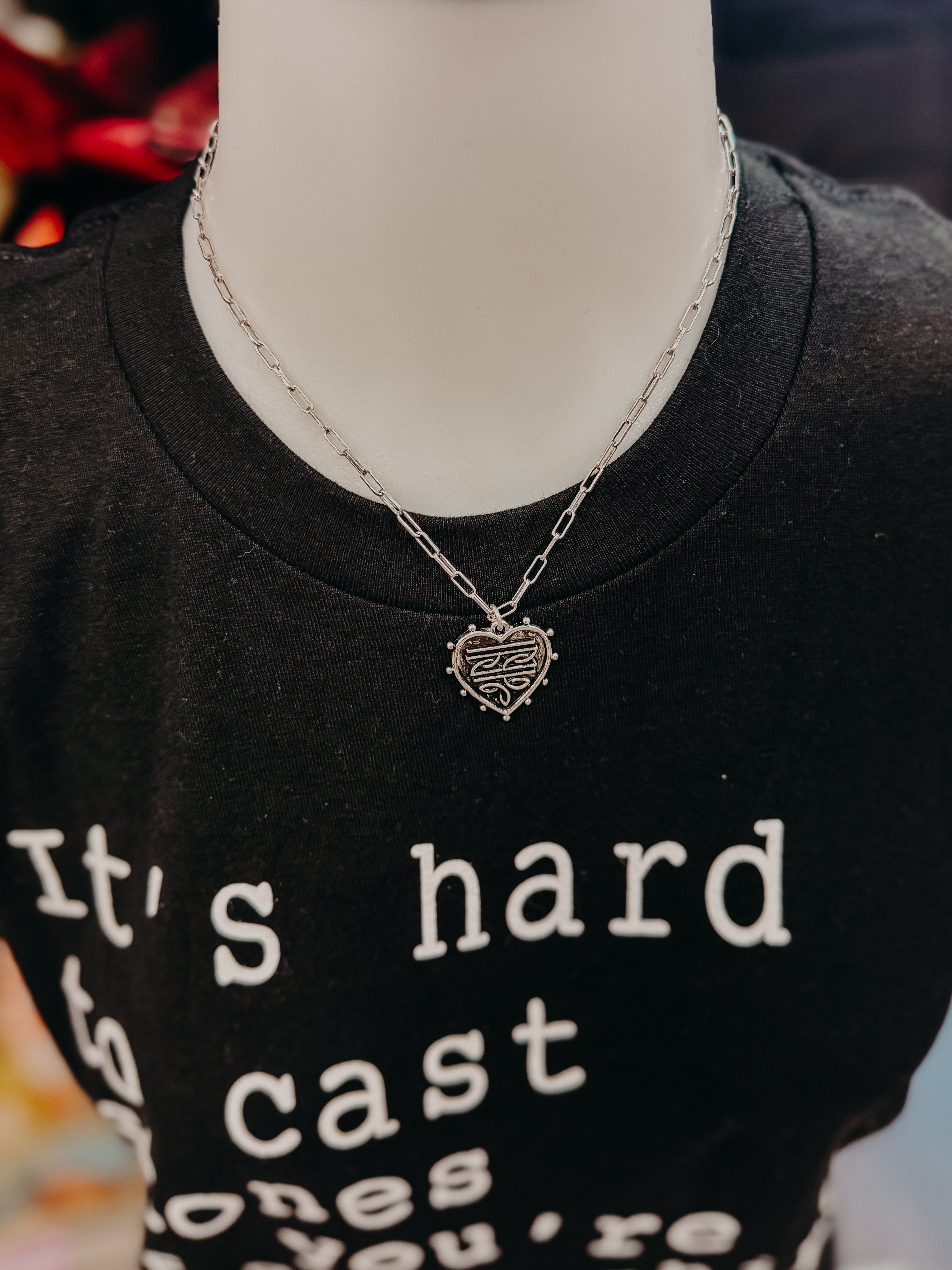 WESTERN HEART BOOT STITCH NECKLACE