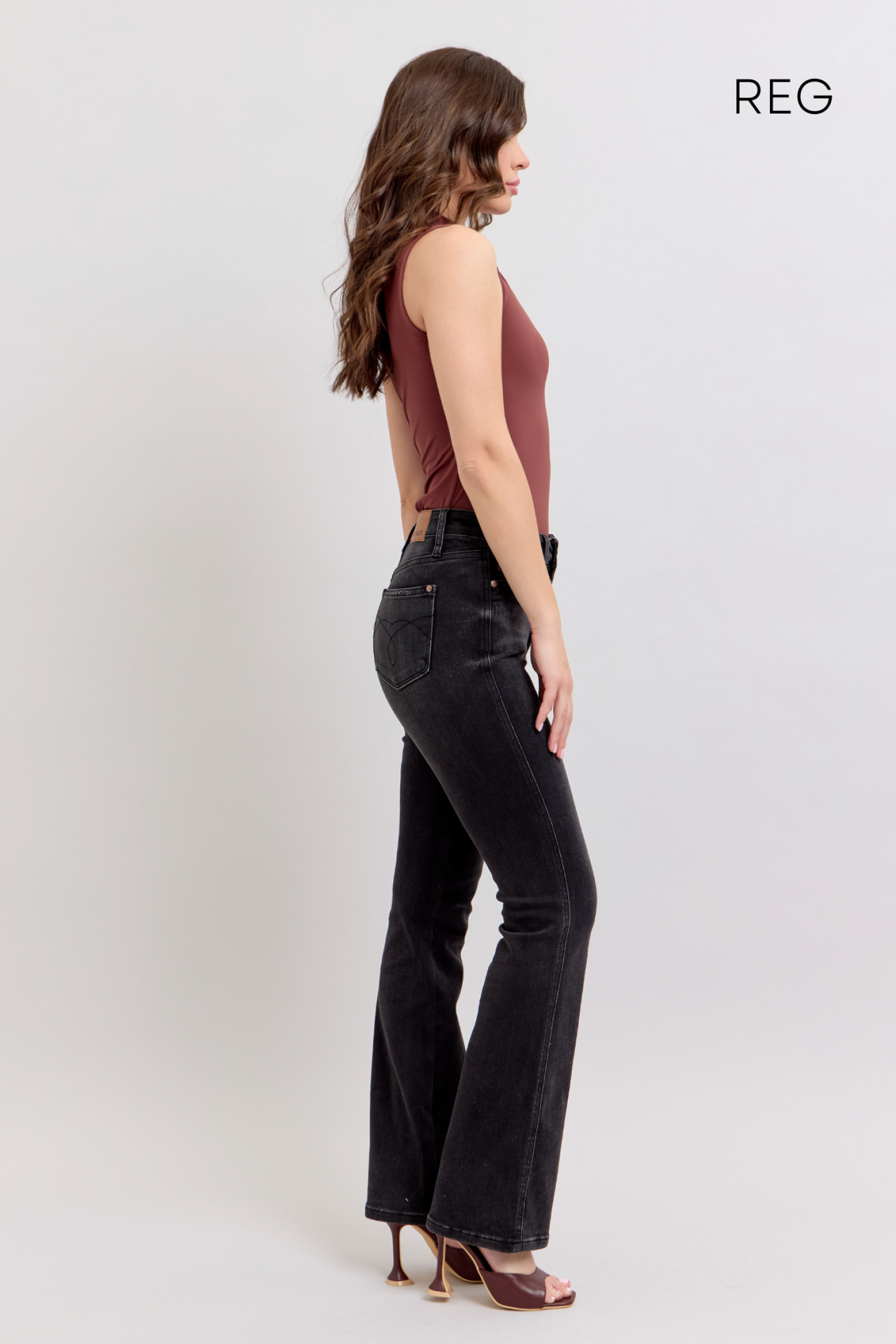 BLACK HIGH WAIST BOOTCUT TUMMY CONTROL *REGULAR INSEAM* JUDY BLUE DENIM