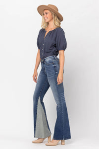 MID RISE INSEAM PANEL FLARE DENIM JUDY BLUE MEDIUM WASH