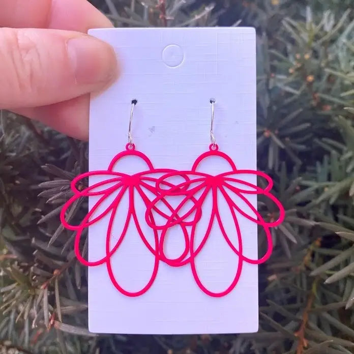 HOT PINK LOOPY METAL HANDMADE BBB EARRINGS