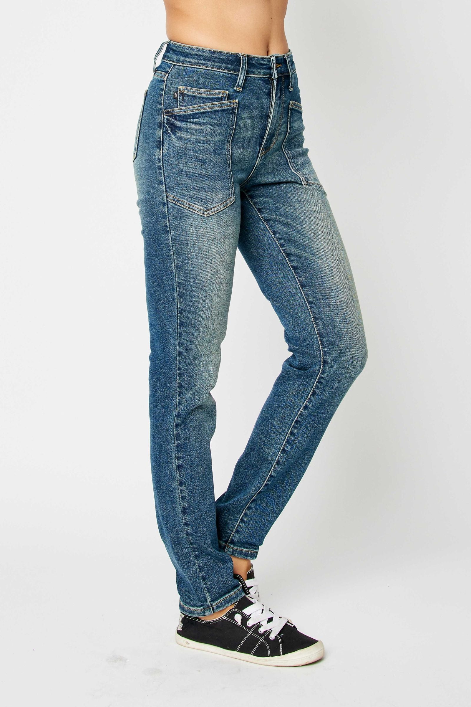 DARKWASH HIGH WAIST CLASSIC RELAXED JUDY BLUE DENIM-PLUS