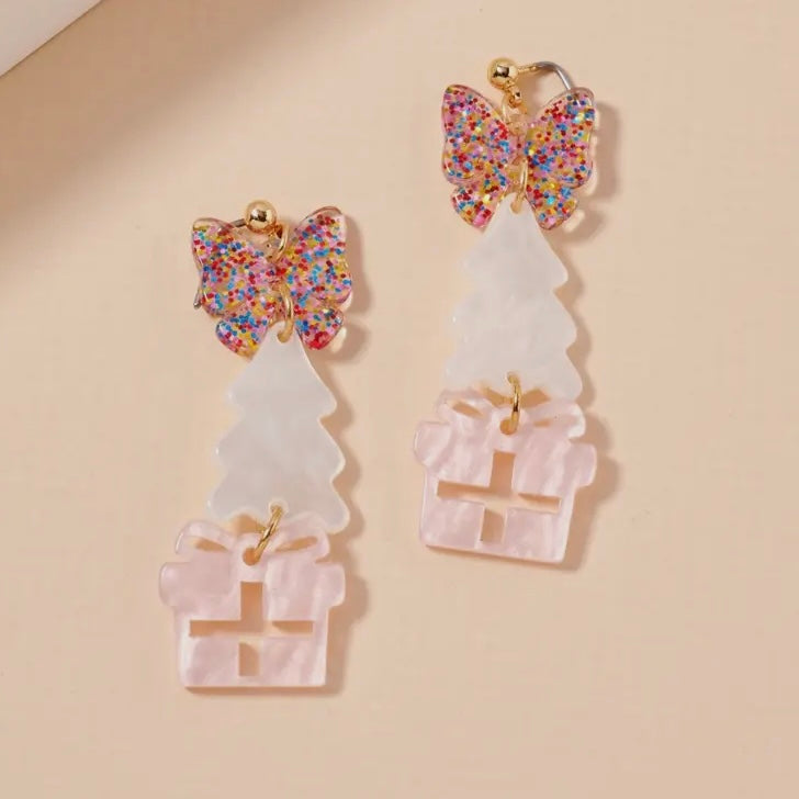CHRISTMAS PRESENT BOX DANGLING EARRINGS