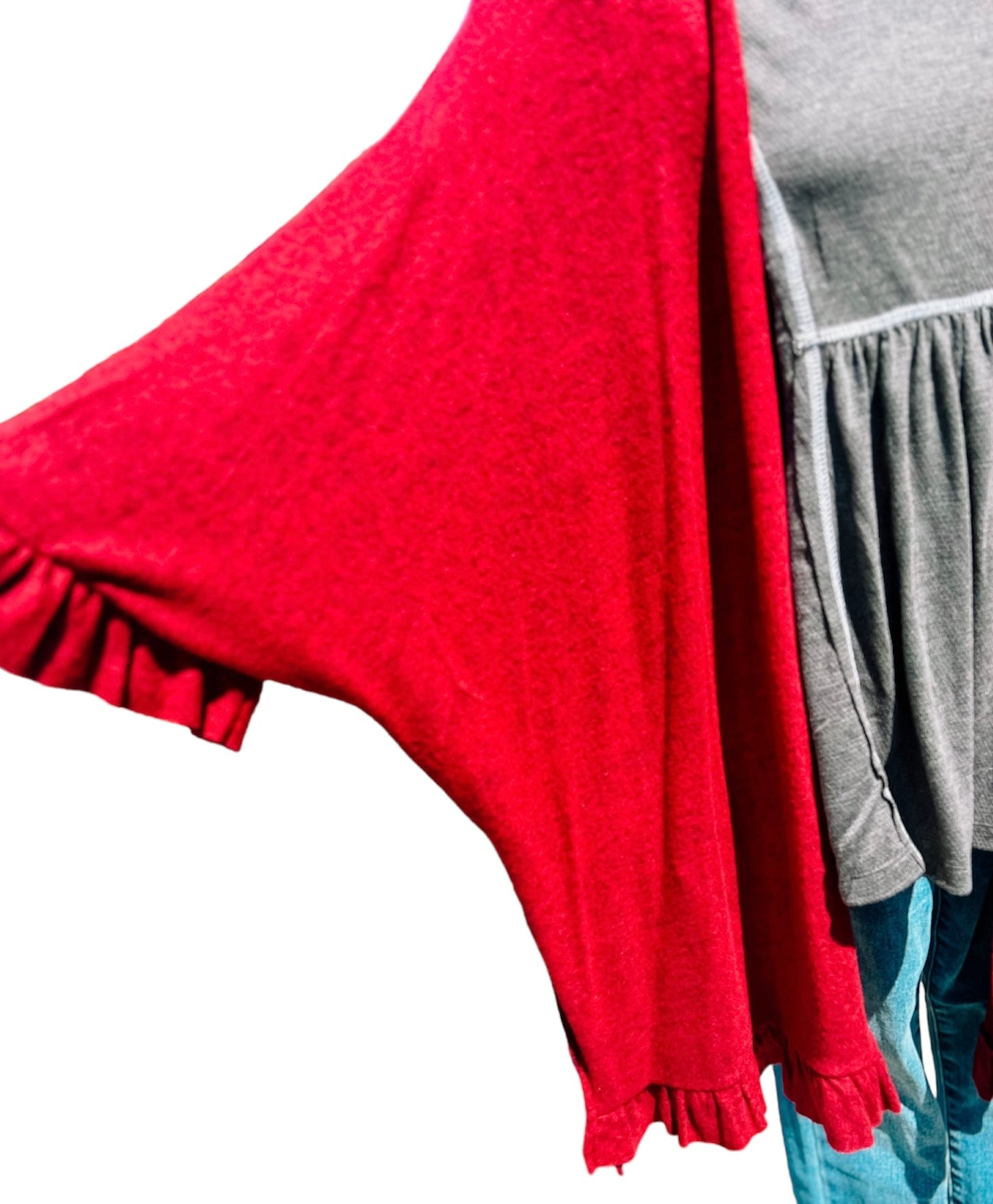 Red Solid Dolman Cardigan