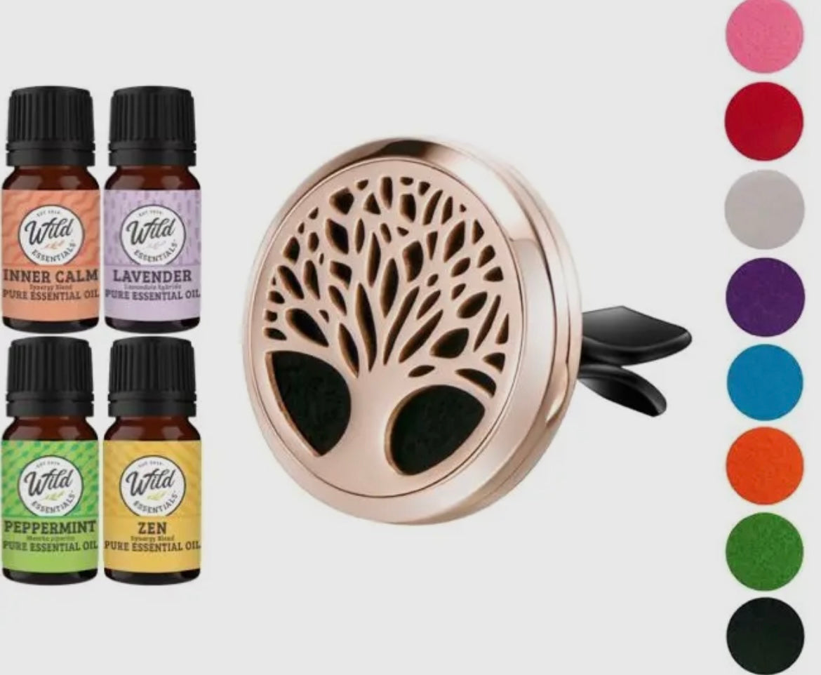 Aromatherapy Vent Clip Diffuser & Felt Pieces & 4 Essential Oils