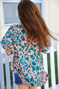 CORAL TEAL ANIMAL TOP-PLUS