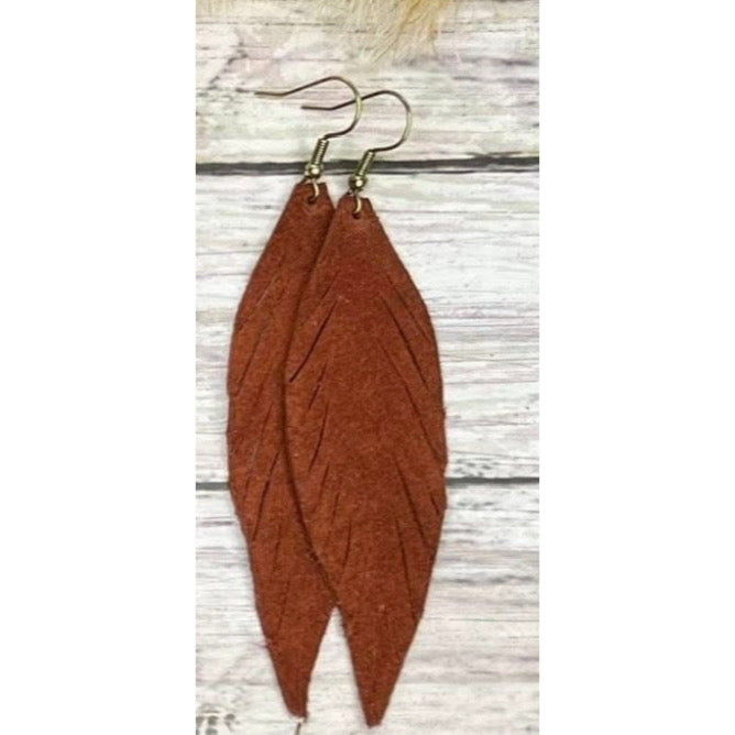 LONG FEATHER LIGHTWEIGHT LEATHER HANDMADE EARRINGS BY B.O.D