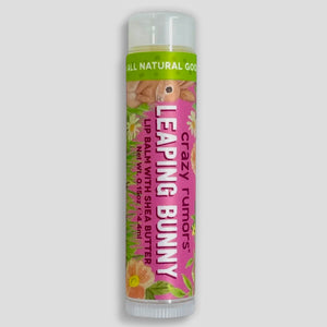 CRAZY RUMORS 100% NATURAL FLAVORED LIP BALM- LEAPING BUNNY- PLUM APRICOT CHAPSTICK FOR EASTER - SALE