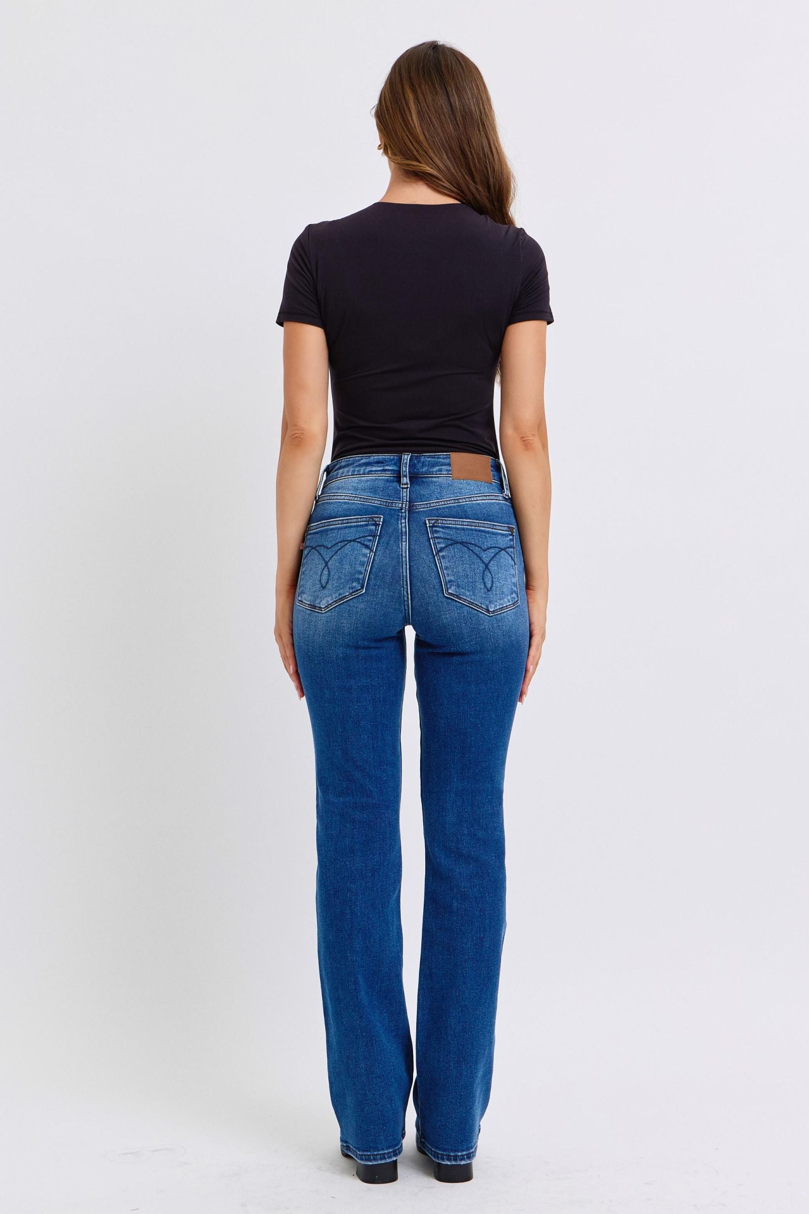 MID RISE THERMAL BOOTCUT DARKWASH JUDY BLUE DENIM