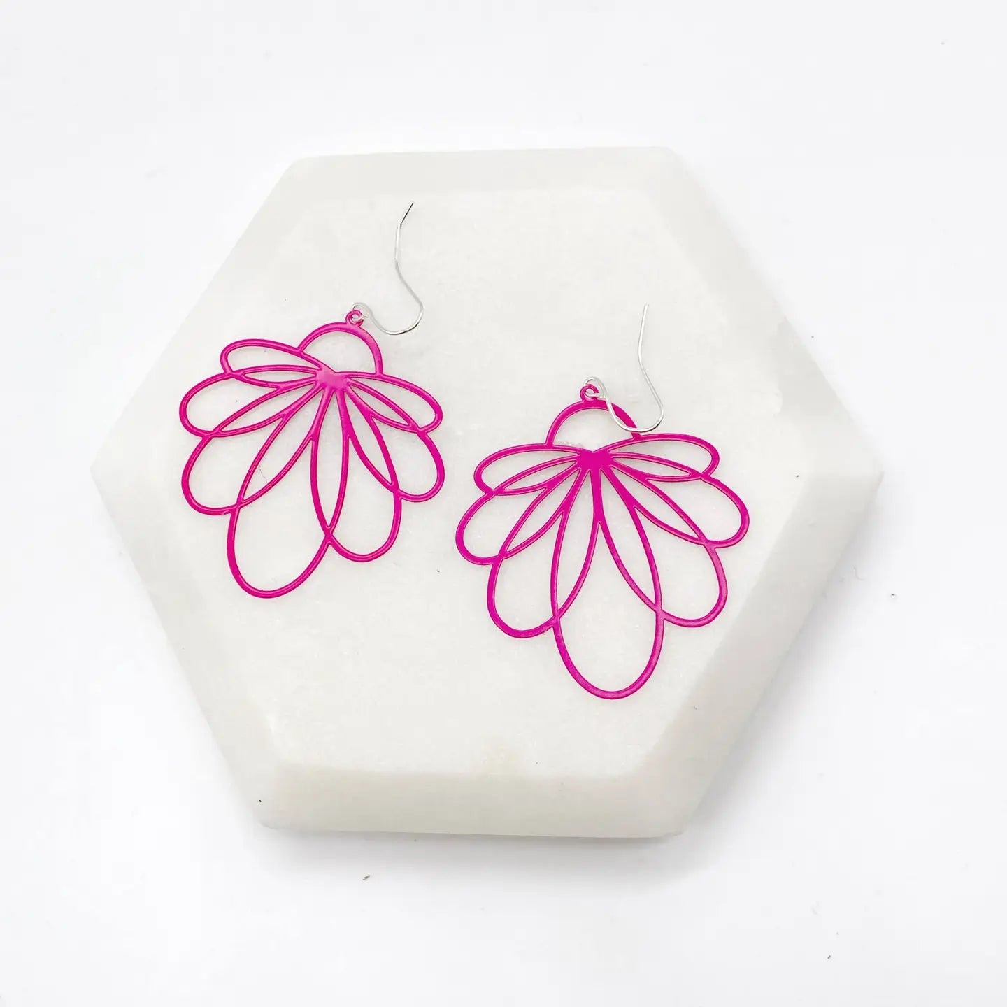 HOT PINK LOOPY METAL HANDMADE BBB EARRINGS