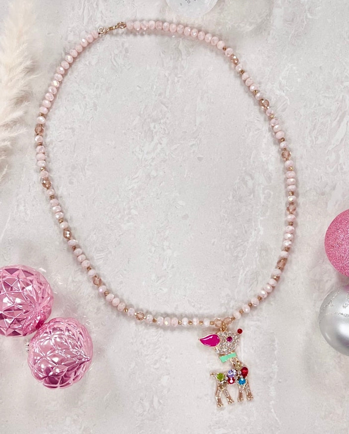 The Red Nose Reindeer Beaded Necklace