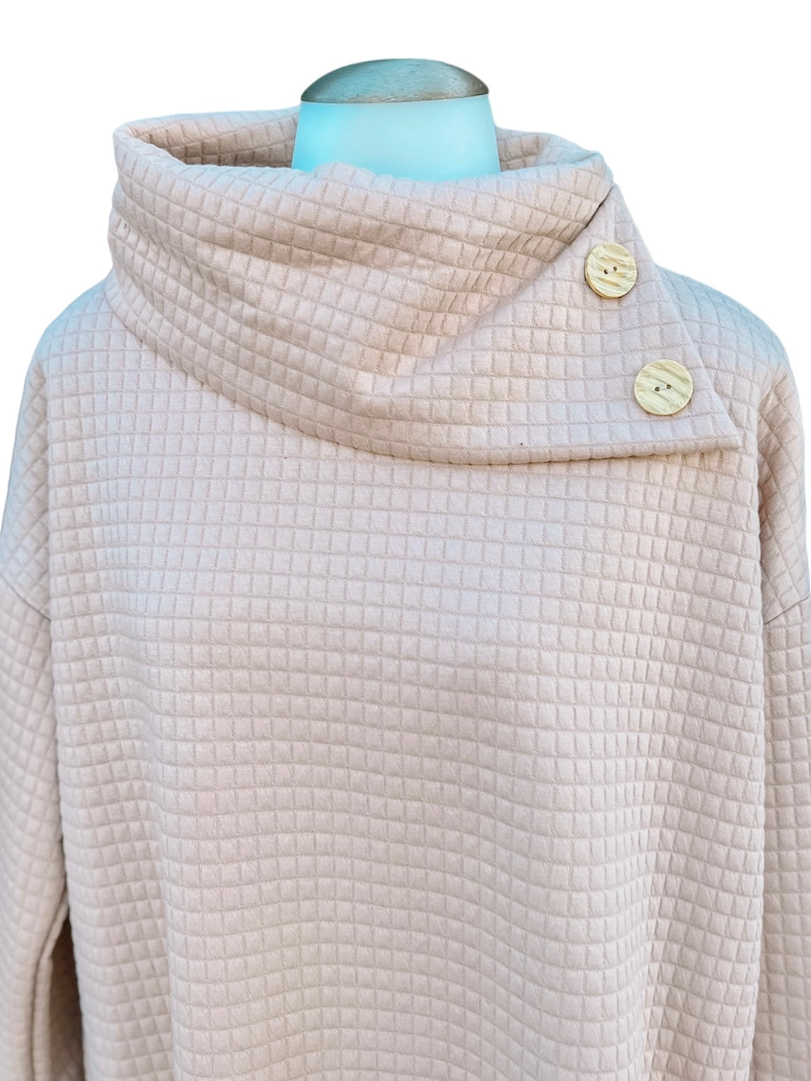 Taupe Textured Button Sweater-PLUS 2X AS IS, SLIGHT FADING ON NECKLINE