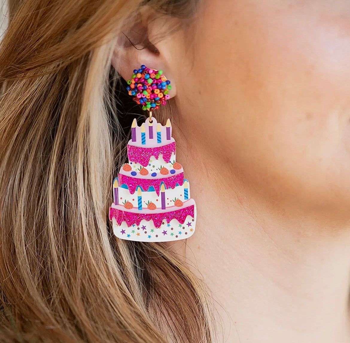 EXTRA SPRINKLES BEADED CAKE EARRINGS