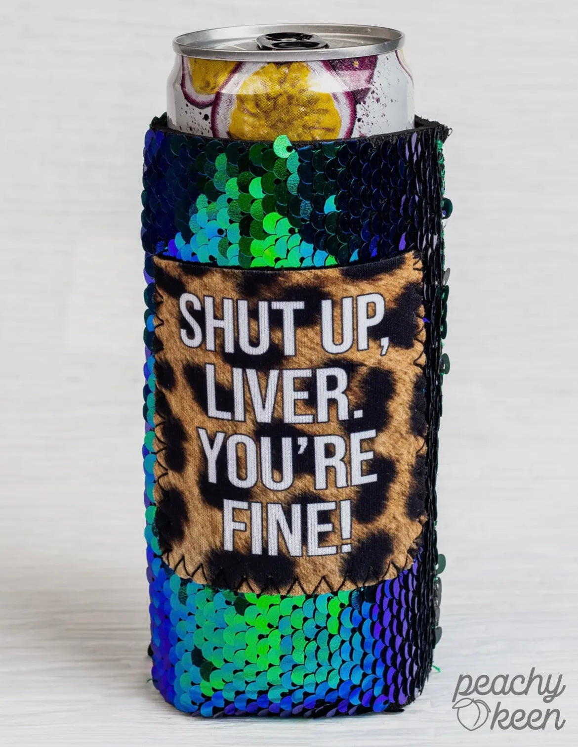 Sequin Slim Can Koozie with Pocket (Skinny Cans)