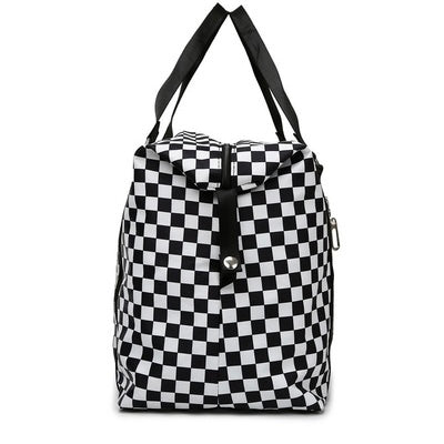 BLACK WHITE CHECKERED DUFFLE BAG
