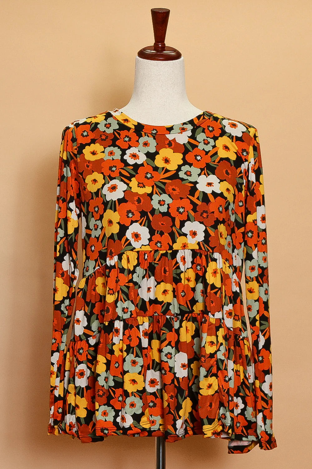 VIBRANT FLORAL RUST GOLD TOP