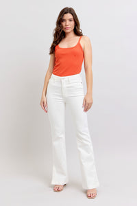 WHITE HIGH WAIST SIDE SLIT SLIM BOOT CUT JUDY BLUE DENIM-PLUS