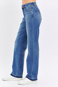 MID RISE DARKWASH DAD JEAN WITH RELEASE HEM JUDY BLUE DENIM